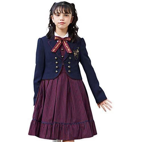 ネット販促 Chopin ショパン 子供服 女の子 ワンピース 結婚式 お呼ばれ 発表会 卒業式 ボリュームストライプアンサンブル ネイビー 160 大阪超安い Ssl Daikyogo Or Jp