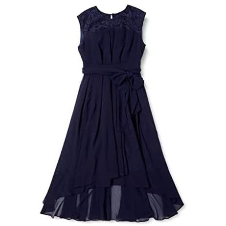 最安値挑戦 レディース タックレース重ねテールカットドレス ワンピース ロイヤルパーティー ネイビー Size Free ワンピース