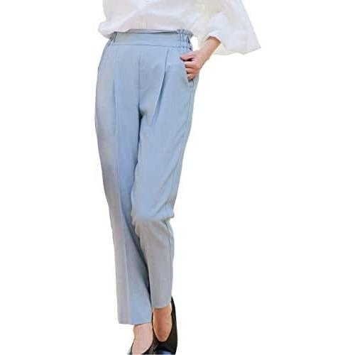 期間限定 ストレートパンツ ブランド パンツ レディース エンスウィート Ensuite きれいめ L ブルー 77 後ろ 美シルエット オフィス その他ボトムス パンツ Www La Motos Com