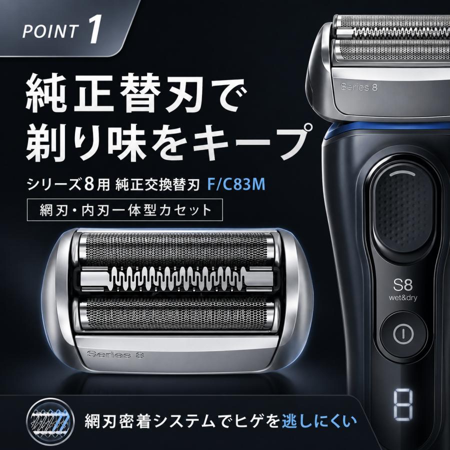 BRAUN 純正シリーズ8 替刃 F/C83M新品 BRAUN（ブラウン） 替刃 国内正規品 シリーズ8 F/C83M 網刃 内刃一体型