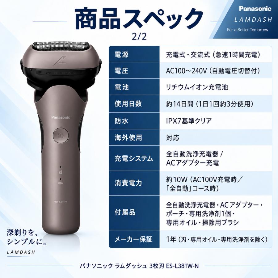 Panasonic（パナソニック） ラムダッシュ 3枚刃 メンズシェーバー ES