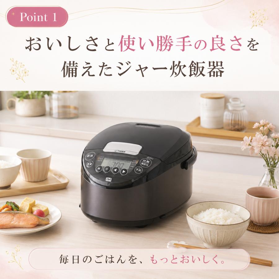 タイガー（TIGER） 炊飯器 5合炊き 5.5合 炊きたて IH モーブブラック