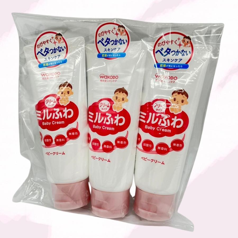 和光堂 ミルふわ ベビークリーム 60g × 3個セット 保湿 低刺激 弱酸性 無香料 無着色 まとめ買い  お風呂 うるおい 潤い もちもち 赤ちゃん 乳児 幼児｜shop-relife｜02