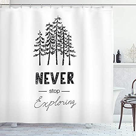予約受付中 Adventureシャワーカーテンby Typography Quote Exploring Stop Ambesonne モチベーションnever シャワーカーテン Apprada Vn