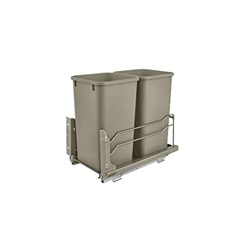 高質 Rev-A-Shelf Steel Bottom Mount Double Pull Out Waste/Trash Container w/Soft ゴミ箱、ダストボックス
