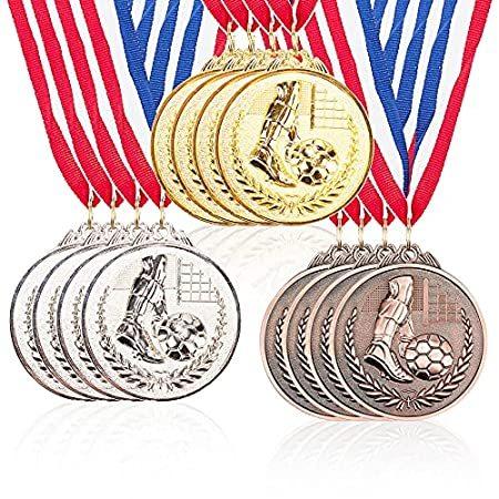8540円 永遠の定番モデル Ahandmaker ゴールドシルバーブロンズサッカーメダル 12個 3色 サッカーメダル スポーツスタイル 勝者メダル ゴールドシルバーブロンズ