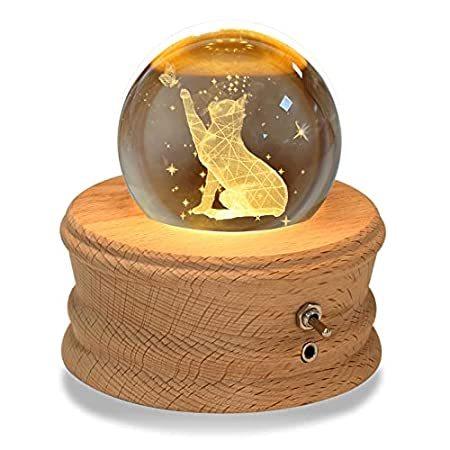 最適な価格 クリスマス 投影LEDライトと回転木製ベース付き オルゴール 3Dクリスタルボール Kibuhain 感謝祭 部屋の装飾 ホームデスク 母の日 誕生日 オルゴール