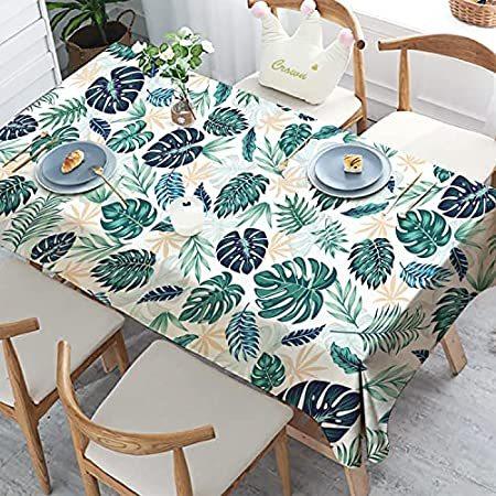 最新最全の Tropical Waterpro Tablecloth Rectangle Leaf Palm Green Tablecloth Leaf Palm テーブルクロス