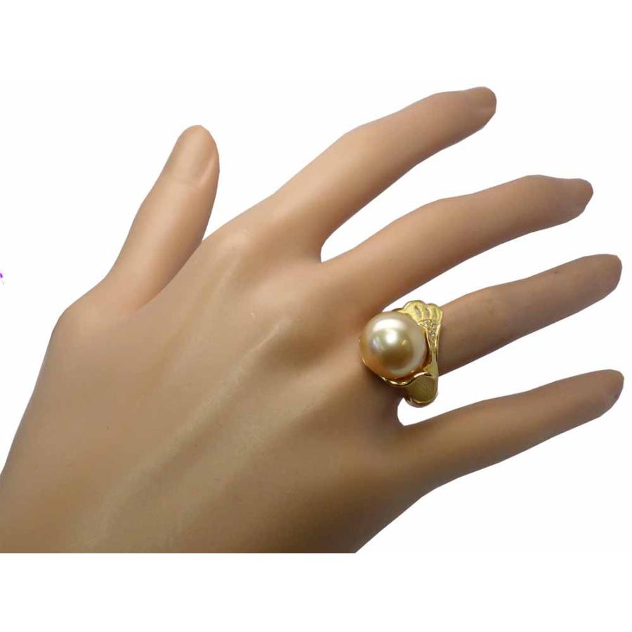 ゴールデンパール ダイヤモンドリング K18 13.5g 12号　Jewelry Golden-Pearl 12.0mm Dia0.05ct Ring｜shop-sakae｜05