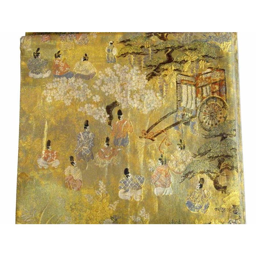 平安宮廷絵巻模様 全通柄 純金箔 美の彩 袋帯 正絹【訪問着・留袖・色 