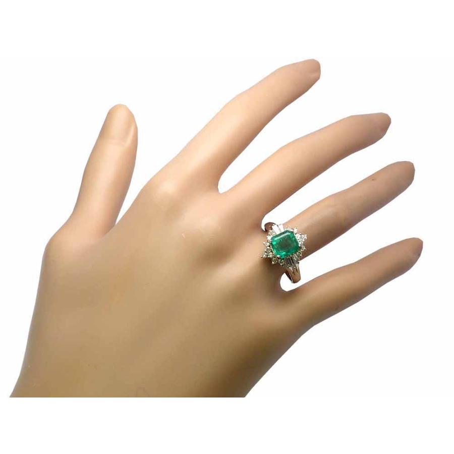 エメラルド ダイヤモンドリング PT900 6.7g 17号　Jewelry Emerald1.80ct Dia0.57ct Ring