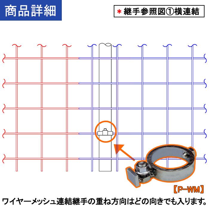 単管支柱にワイヤーメッシュを取付ける防獣フェンス用の単管固定金具 