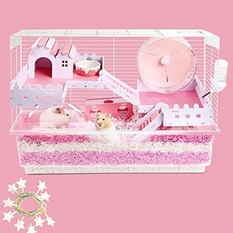 ハムスターケージ 飼育ケージ 小動物ケージ 可愛い 3階 可愛い 滑り止め 贅沢セット ハムスター回し車 Shop Squareのハムスターケージ 食器 餌やり 水やり用品 回し車 Square 持ち運びやすい 給水ボトル バスル