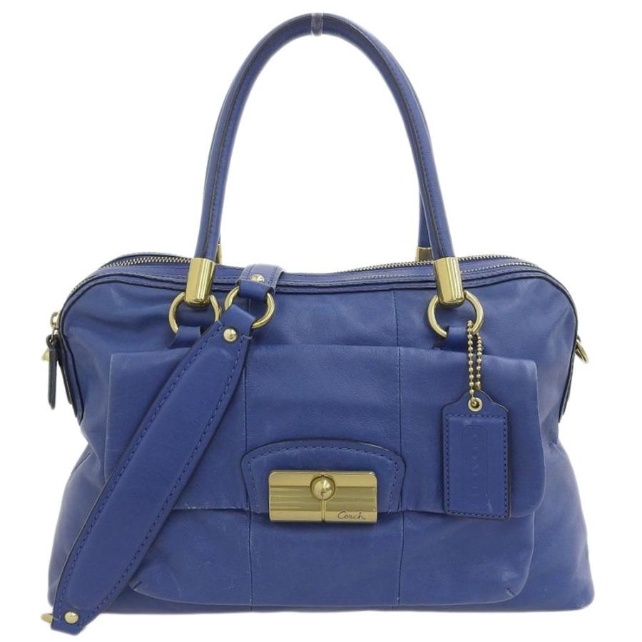 COACH（コーチ） COACH 2WAY トートバッグ レザー 青 ゴールド金具