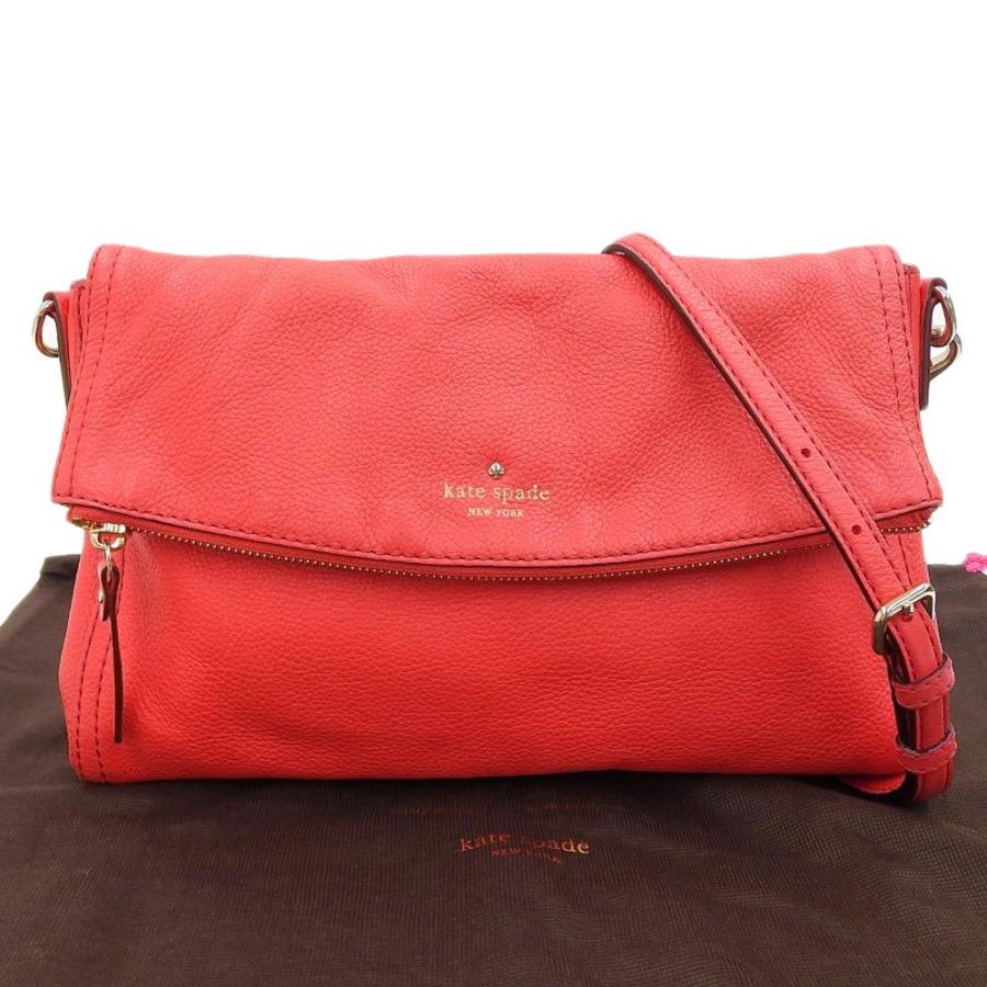 ケイトスペード KATE SPADE ショルダーバッグ レザー オレンジ 本物