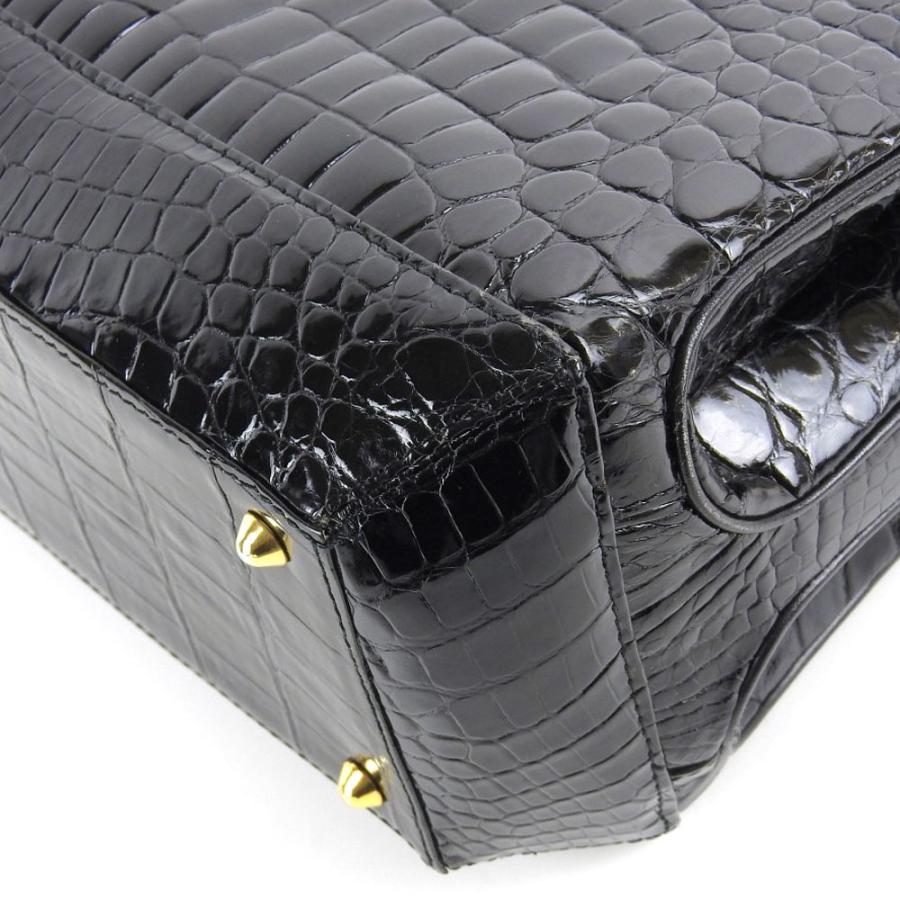 ジンギスカン GENGHIS.K ハンドバッグ クロコダイル 黒 正装  