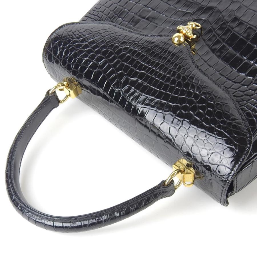 ジンギスカン GENGHIS.K ハンドバッグ クロコダイル 黒 正装  