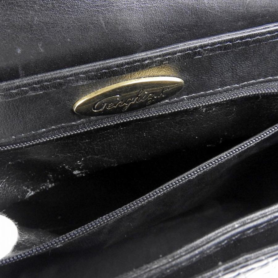 ジンギスカン GENGHIS.K ハンドバッグ クロコダイル 黒 正装  