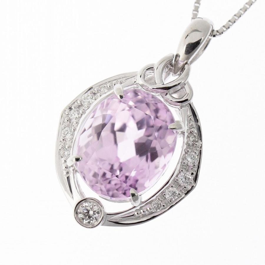 ネックレス プラチナ Pt850/Pt900 クンツァイト 5.85ct メレ