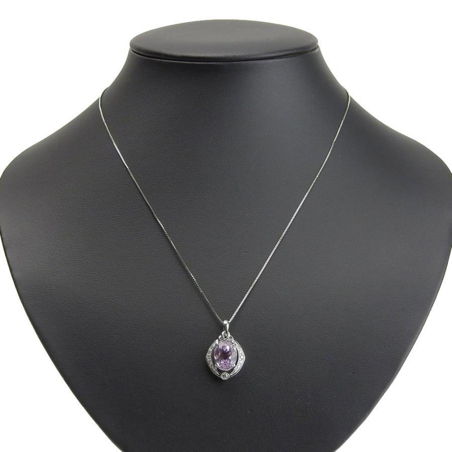 ネックレス プラチナ Pt850/Pt900 クンツァイト 5.85ct メレ