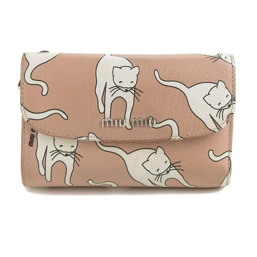 miu ミュウミュウ MIUMIU 猫柄 ネコ キャット ホック付 三つ折り miu ミュウミュウ MIUMIU 猫柄 ネコ キャット ホック付 三つ折り
