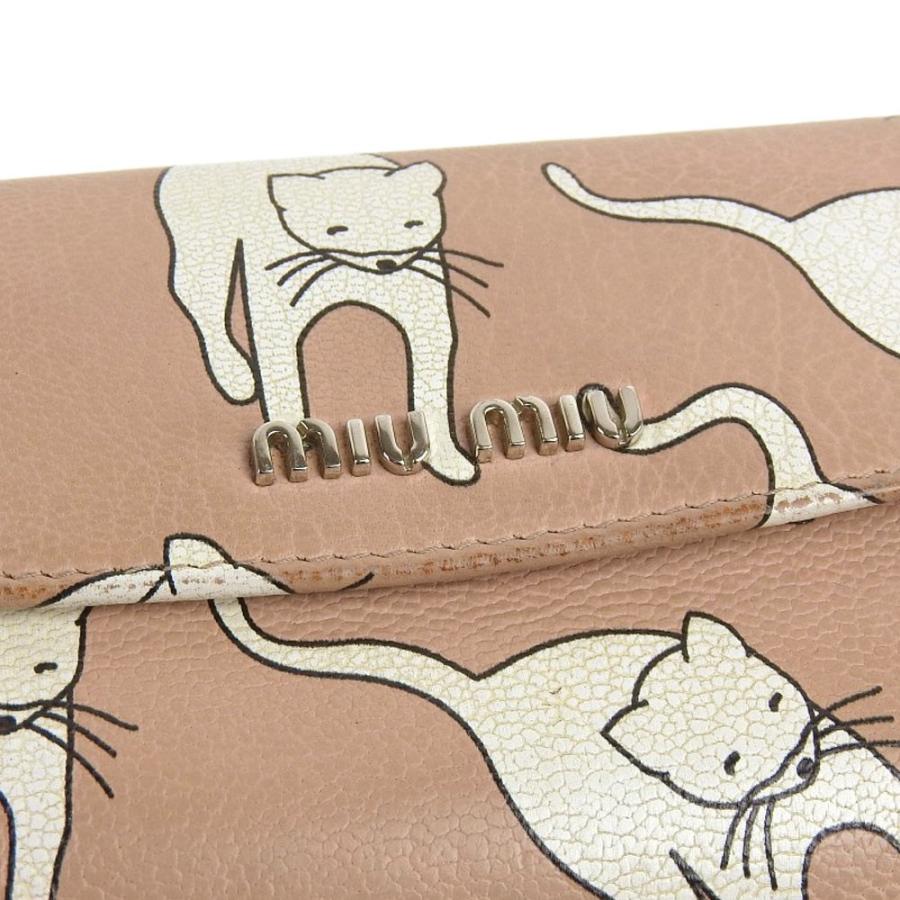 miu ミュウミュウ MIUMIU 猫柄 ネコ キャット ホック付 三つ折り miu ミュウミュウ MIUMIU 猫柄 ネコ キャット ホック付 三つ折り
