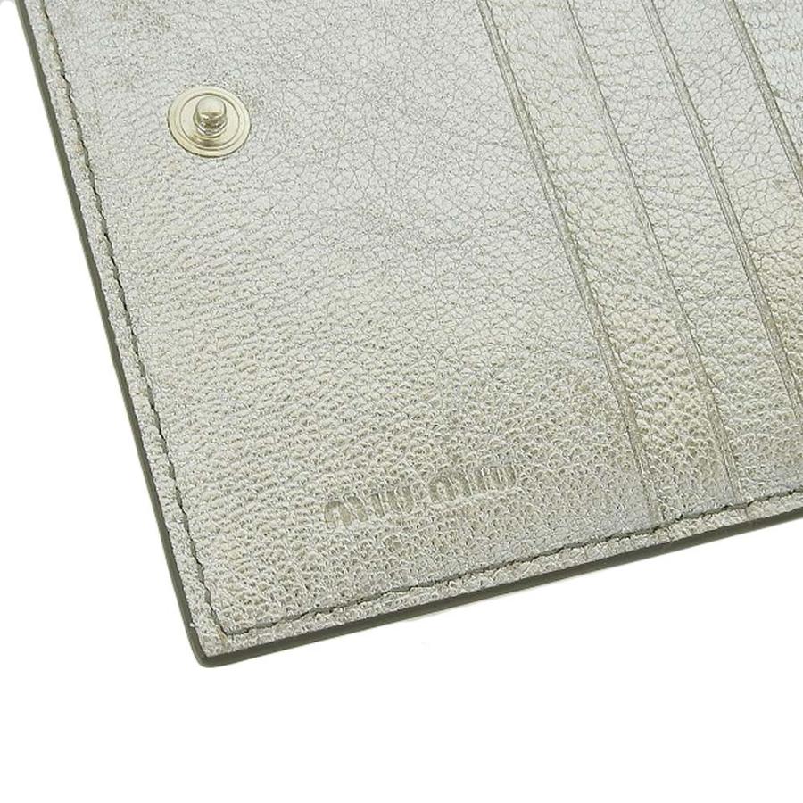 miu ミュウミュウ MIUMIU ホック付 二つ折り 財布 レザー シルバー  