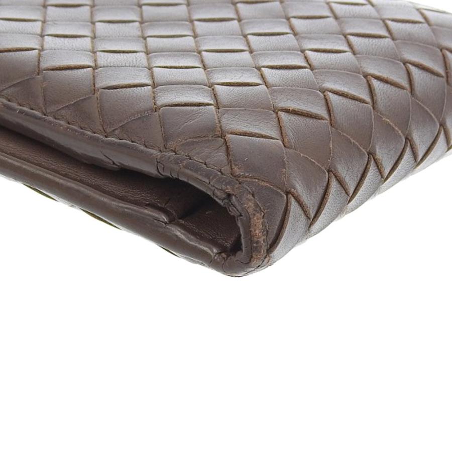 ボッテガヴェネタ 二つ折り財布 イントレチャート　折り財布　ブラウン　茶　美品 BOTTEGA VENETA（ボッテガ・ヴェネタ） イントレチャート 二つ折り