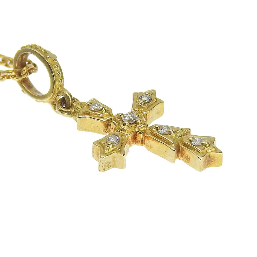 ゴールド クロスネックレス ahkah k18 クロス ダイヤ 十字架正規品