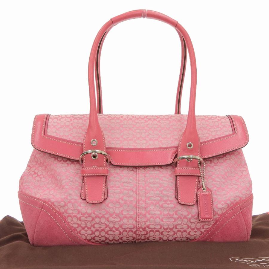 【希少】COACH コーチ ソーホー　シグネチャー　ハンドバッグ　ピンク COACH（コーチ）の「ソーホー バッグ・シグネチャー ジャカード