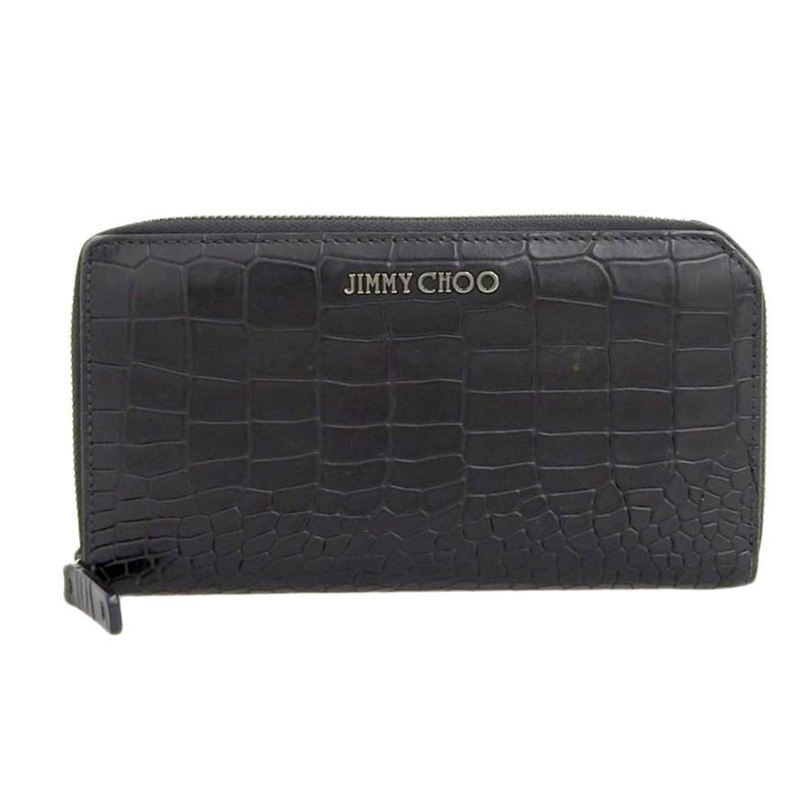 【ヨシ】美品✨JIMMY CHOO ジミーチュウ 長財布 クロコ型押し 本物保証】 ジミーチュウ JIMMY CHOO ラウンドファスナー 長財布