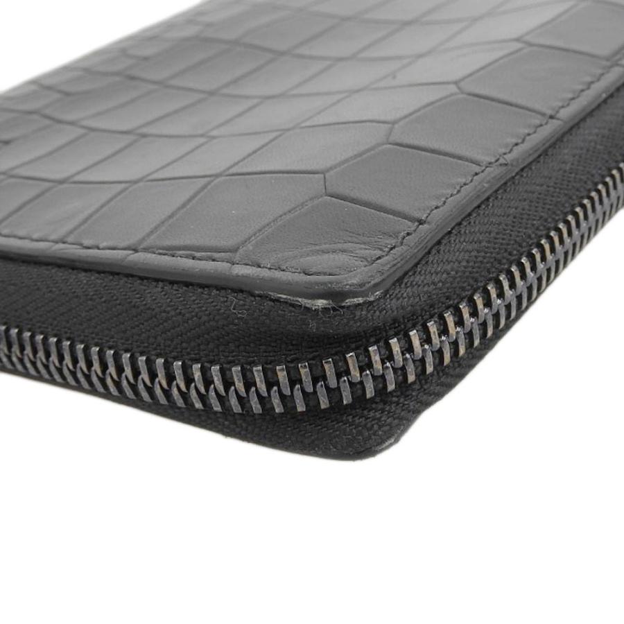 【美品】ジミーチュウ　クロコ型押し　ロゴプレート　ラウンドファスナー長財布 JIMMY CHOO ジミーチュウ ラウンドファスナー 長財布 クロコ型押し