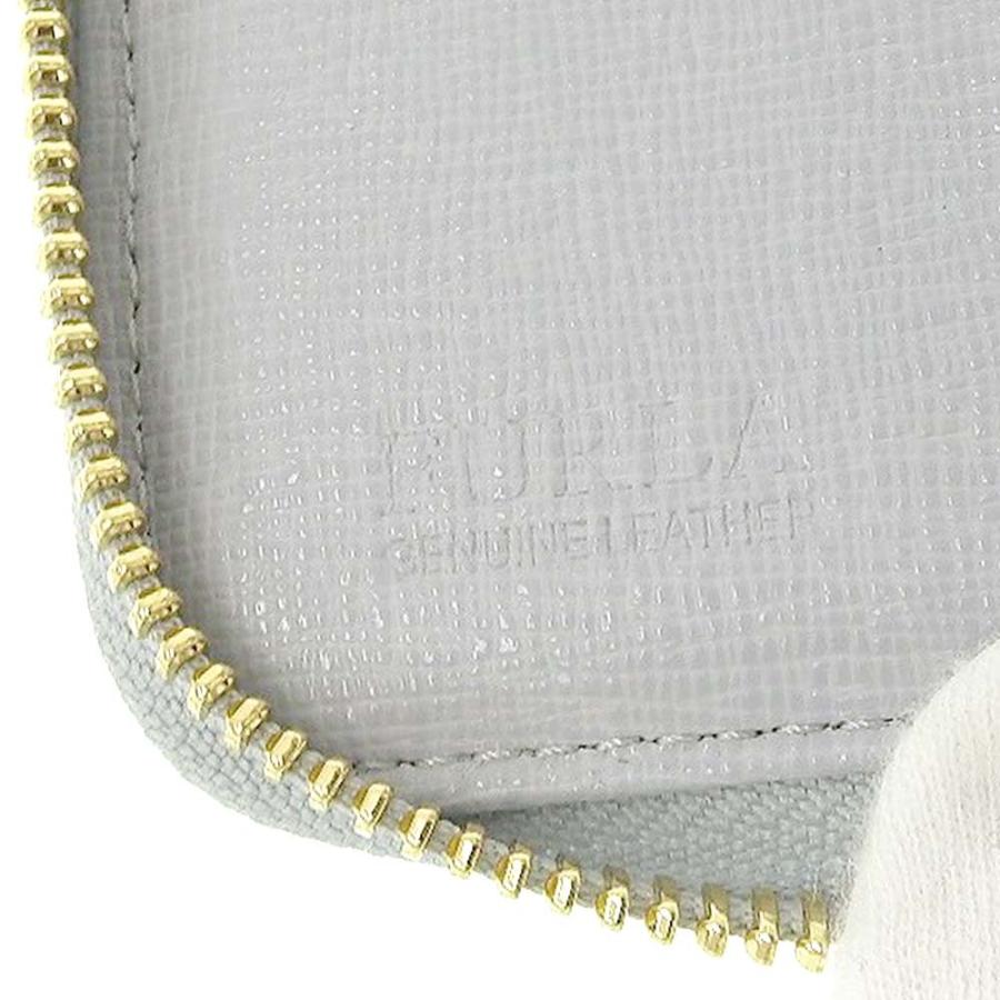 【本物保証】 超美品 フルラ FURLA ラウンドミニ ジップアラウンドウォレット ラウンドファスナー 折財布 レザー グレー 1017759 FURLA（フルラ） ラウンドミニ ジップアラウンドウォレット ラウンド