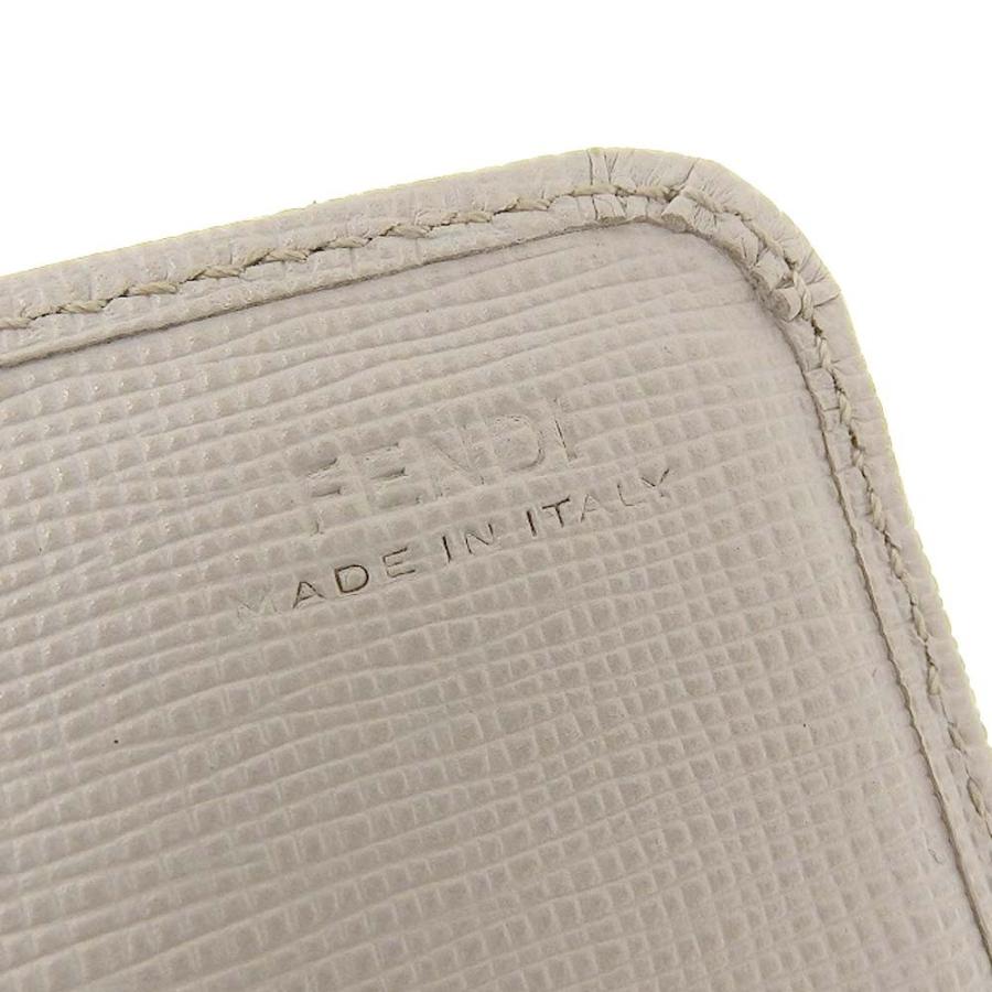 FENDI（フェンディ） 花 フラワー ホック付長財布 レザー ライトグレー