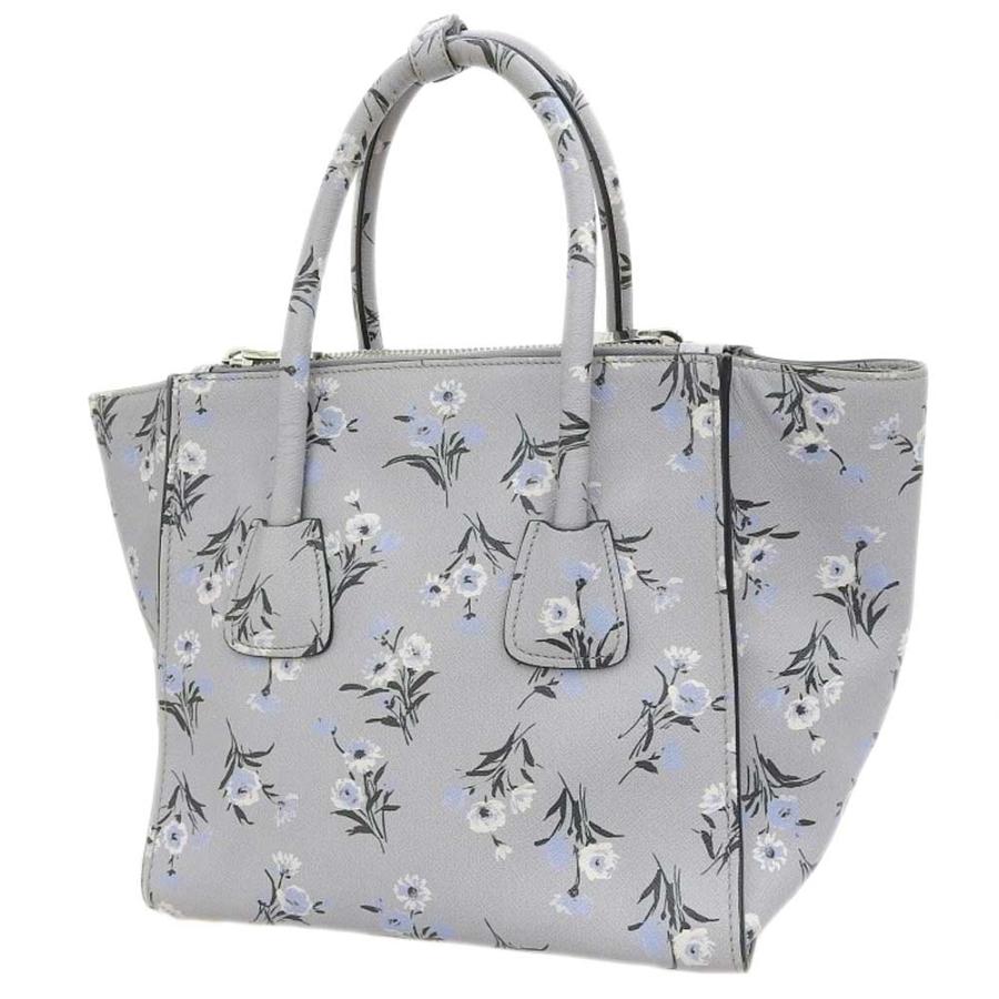 PRADA プラダ 花柄 フラワー 2WAY ハンドバッグ グレー B2625P PRADA プラダ 花柄 フラワー 2WAY ハンドバッグ グレー B2625P