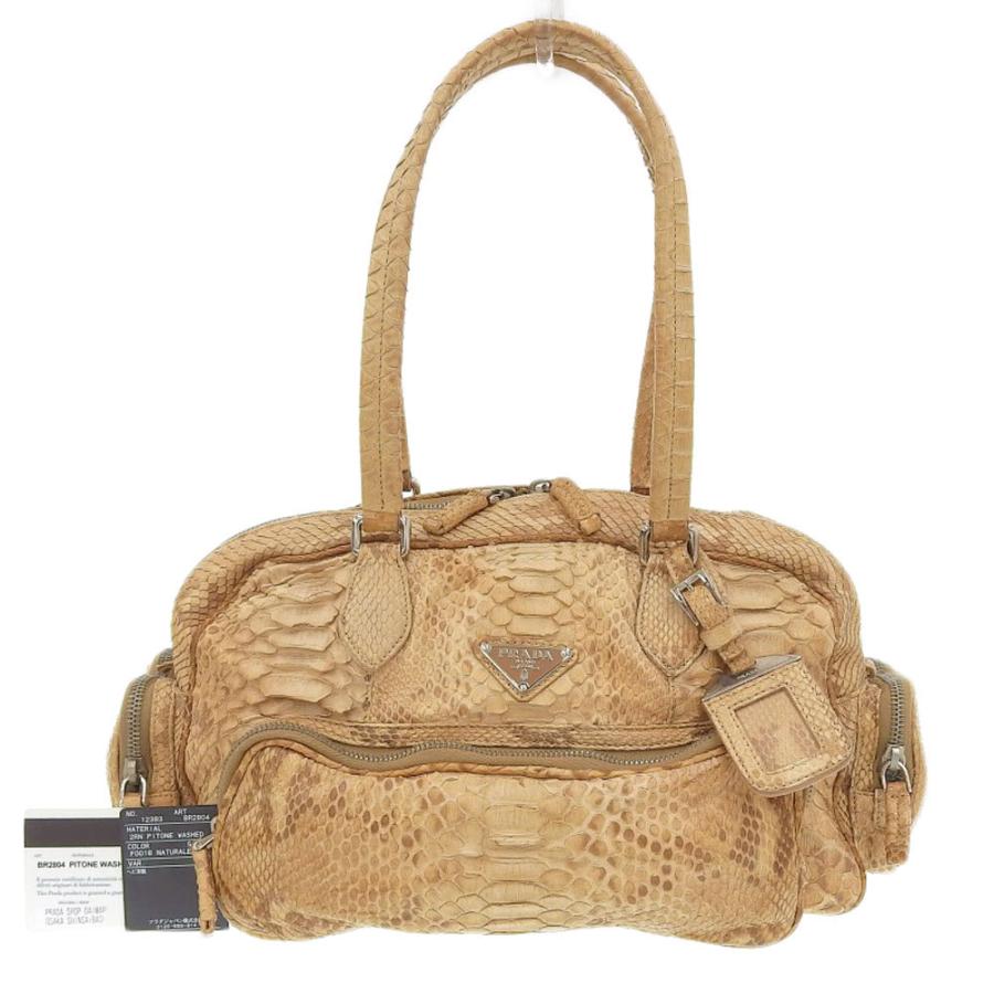 プラダ PRADA ハンドバッグ パイソン ベージュ BR2804 希少 レア 本物