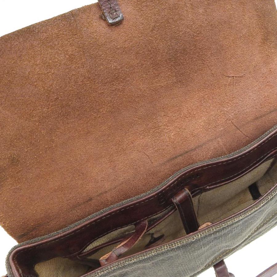 ゲンテン GENTEN ショルダーバッグ レザー キャンバス ブラウン 本物