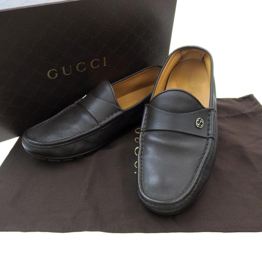 グッチ GUCCI ビジネスシューズ ローファー 靴 レザー 茶 9 386587 本物保証 箱・布袋付｜shop-takashimaya7