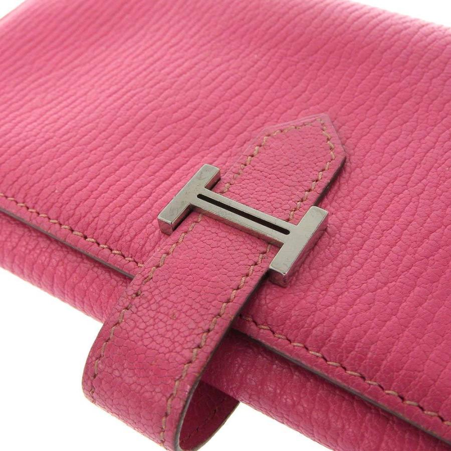 エルメス ベアン スフレ シェーブル フーシャピンク □K刻印 三つ折り財布 HERMES（エルメス） ベアン 三つ折財布 シェーブル フューシャピンク