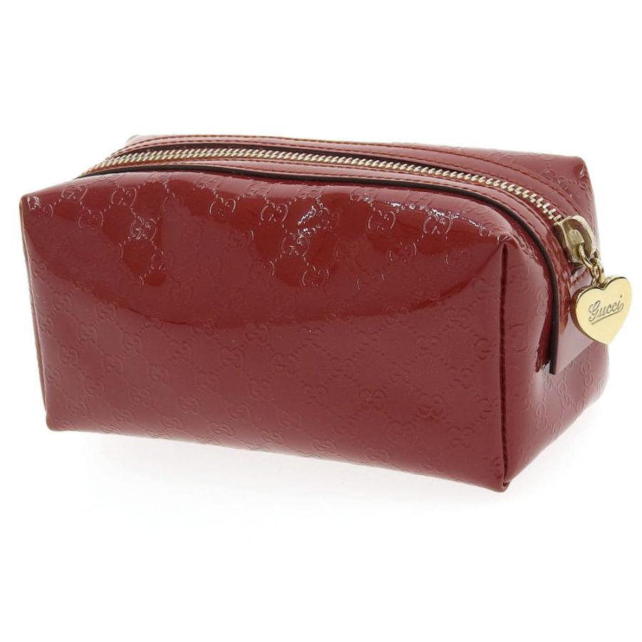 グッチシマ グッチ GUCCI マイクログッチシマGG エナメル ポーチ 赤