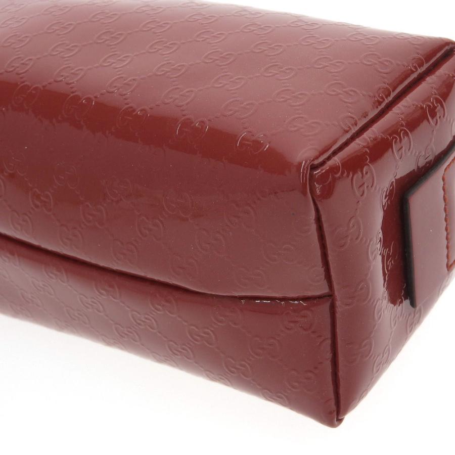 グッチシマ グッチ GUCCI マイクログッチシマGG エナメル ポーチ 赤