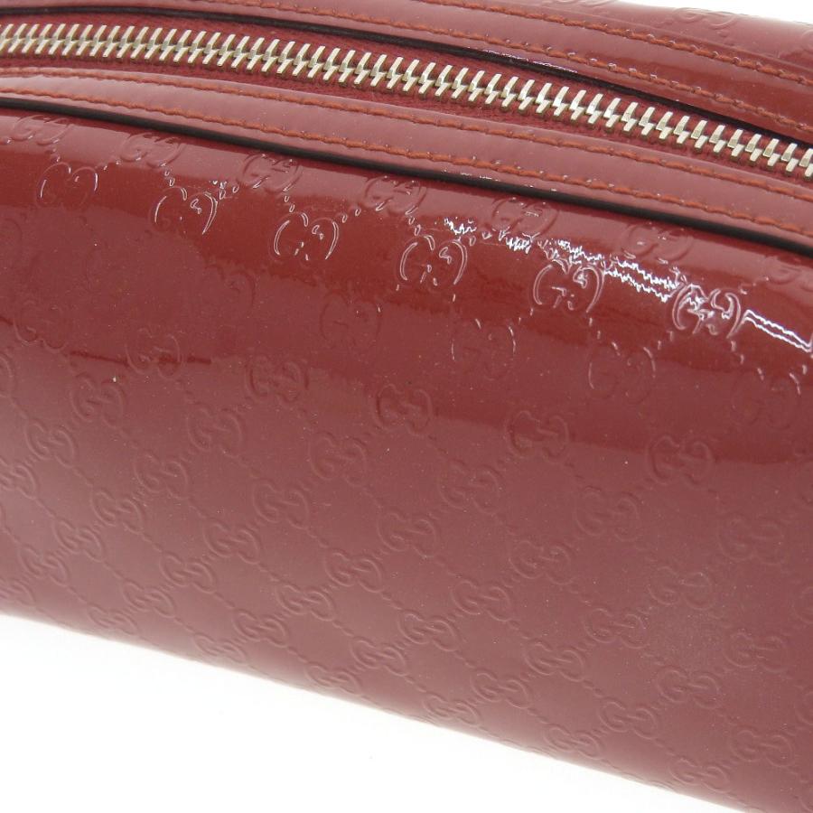 グッチシマ グッチ GUCCI マイクログッチシマGG エナメル ポーチ 赤