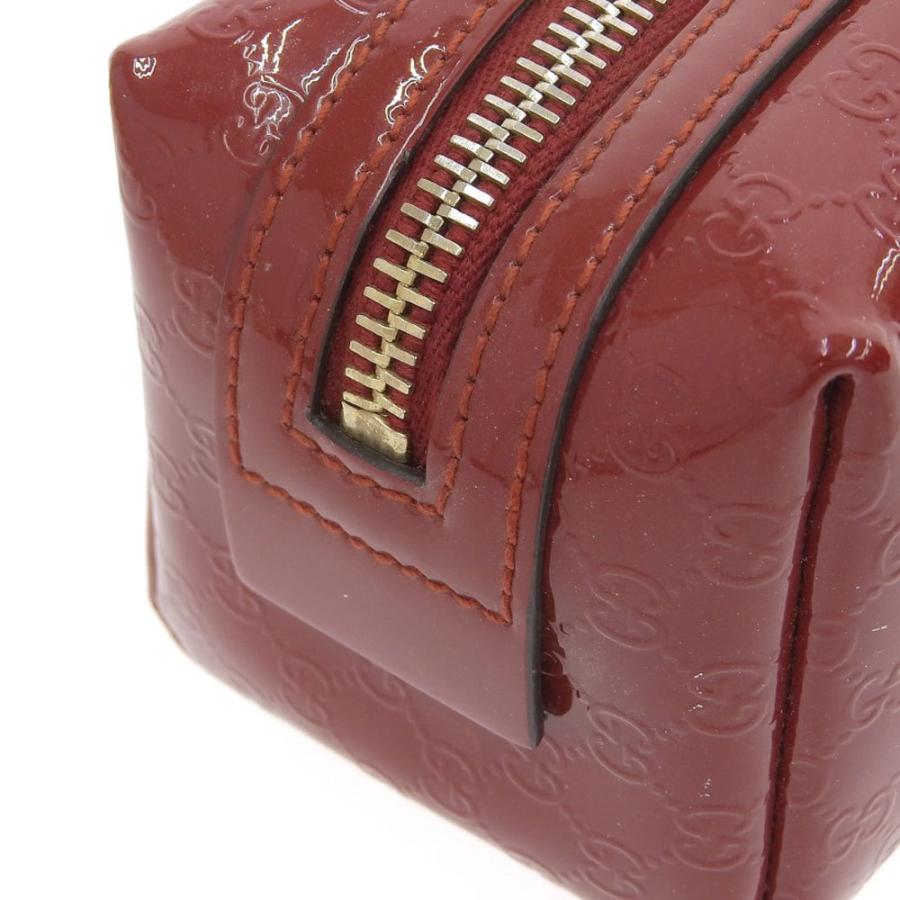 グッチシマ グッチ GUCCI マイクログッチシマGG エナメル ポーチ 赤