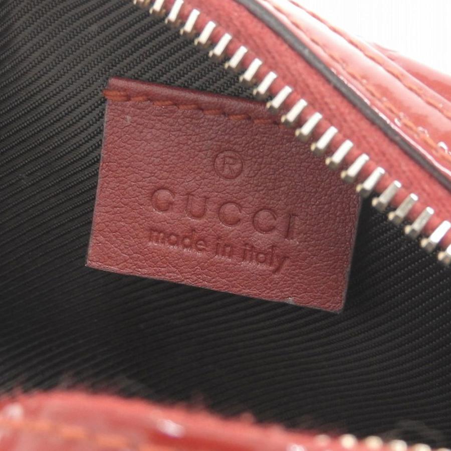 グッチシマ グッチ GUCCI マイクログッチシマGG エナメル ポーチ 赤