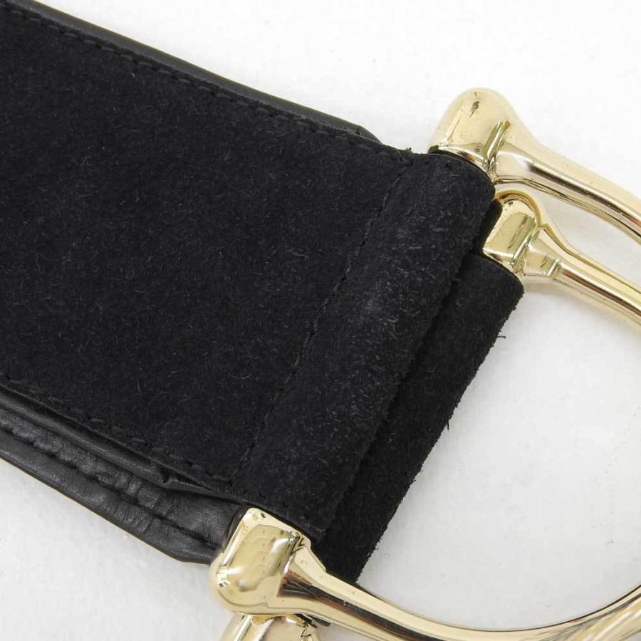 【本物保証】 美品 グッチ GUCCI ワイド ベルト スエード ブラック ゴールド金具 XS 幅広 腰ベルト GUCCI（グッチ） ワイド ベルト スエード ブラック ゴールド金具 XS