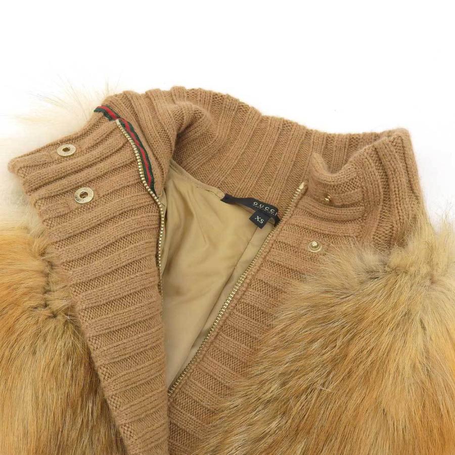 GUCCI グッチ ファー付き ニット ジャケット キャメル フォックス  