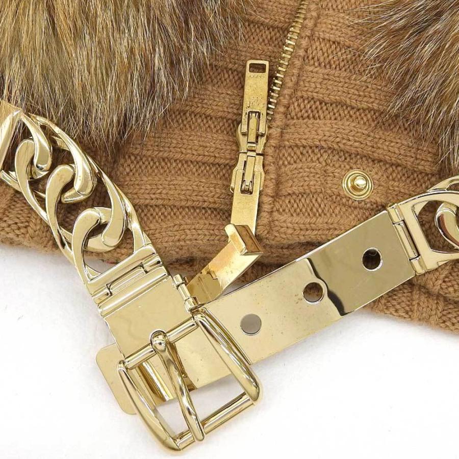 GUCCI グッチ ファー付き ニット ジャケット キャメル フォックス  