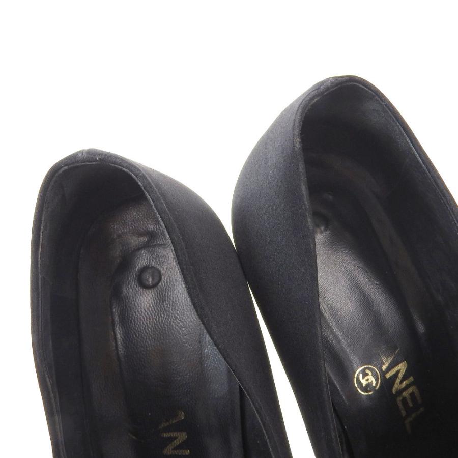 CHANEL シャネル　サテン　パンプス CHANEL（シャネル） ピンヒール パンプス 靴 カメリア サテン 黒