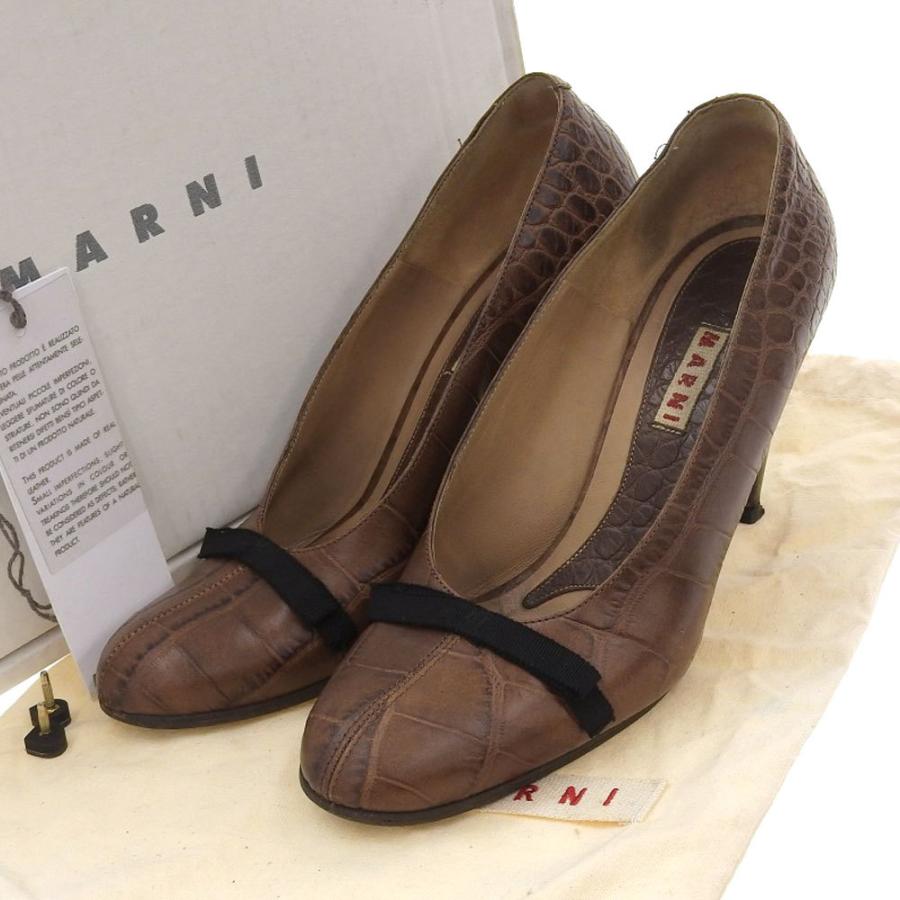 MARNI（マルニ） ハイヒール パンプス 靴 レザー 茶 サイズ38 本物保証