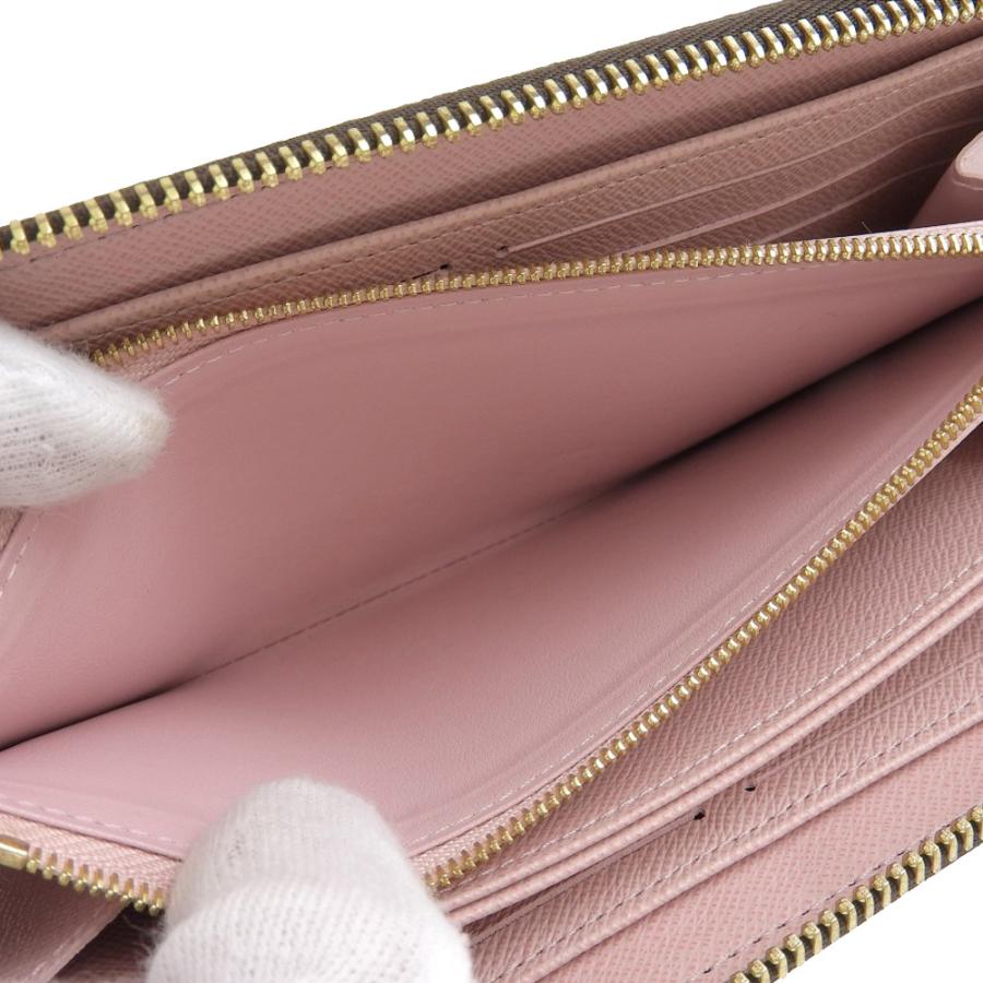 【本物保証】 超美品 ルイヴィトン LOUIS VUITTON ダミエ ジッピーウォレット ラウンドファスナー長財布 エベヌ ローズバレリーヌ N60046 ジッピー・ウォレット ルイヴィトン LOUIS VUITTON ダミエ ジッピー